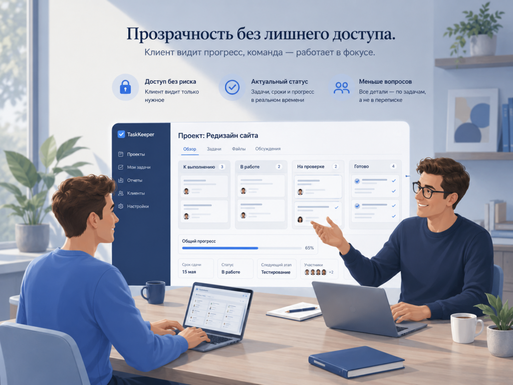 Как дать клиенту доступ к задачам и показывать статус проекта — без хаоса и переплаты